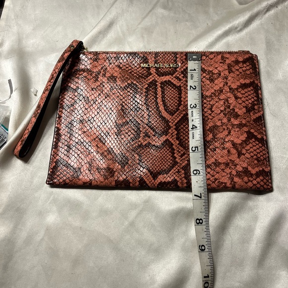 Michael Kors Red Snake Print Clutch - Picture 3 of 8